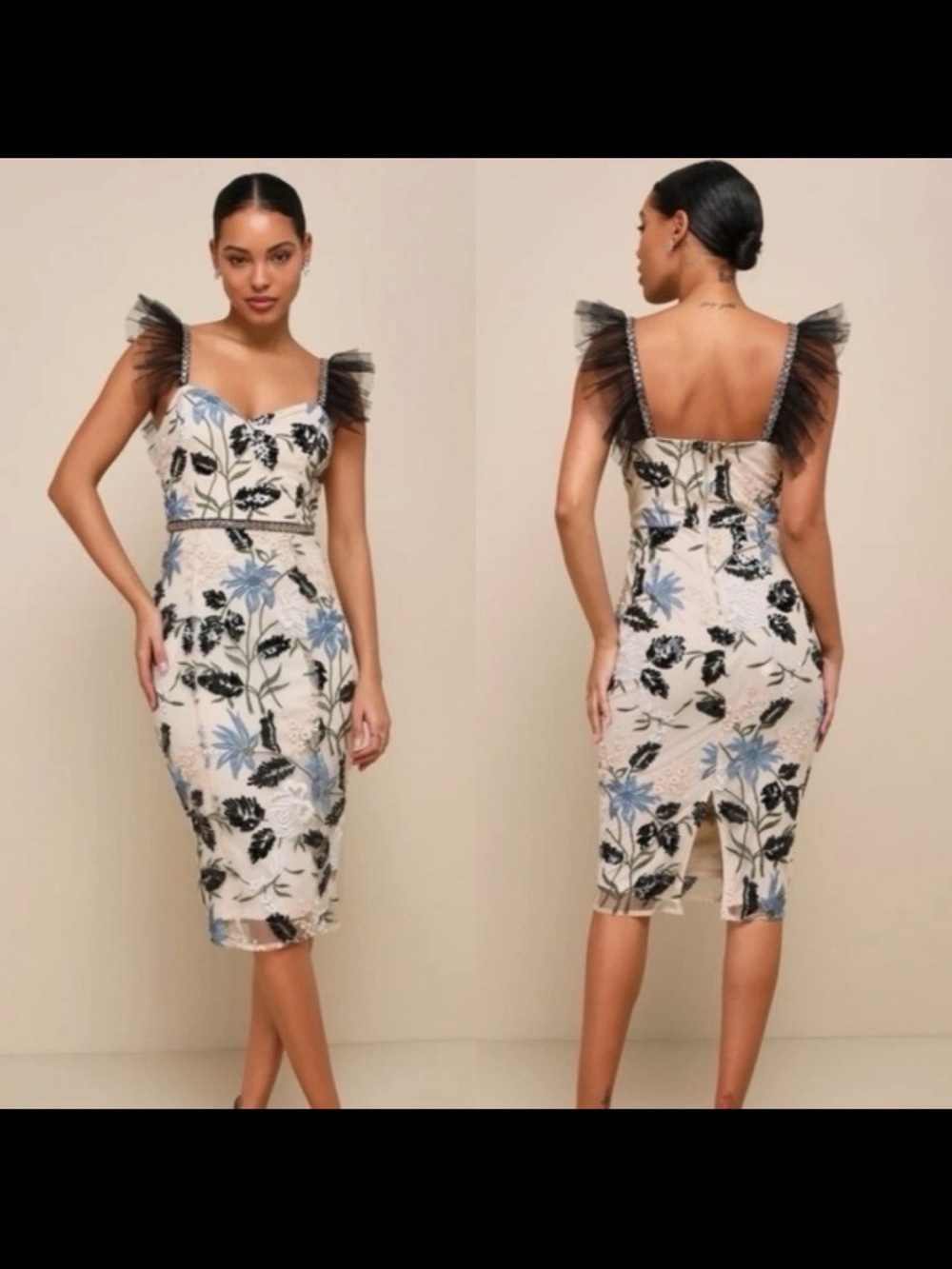 Lulus Midi Dress Show Stopper Embroidered Sequin dress